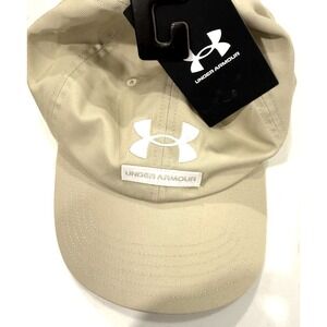 Under Armour Khaki Adjustable Cap One Size Fits Most White LOGO Mens NWT